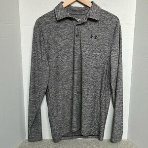 Under Armour Long sleeve Polo Heat Gear Size Small Loose fit Grey Black EUC